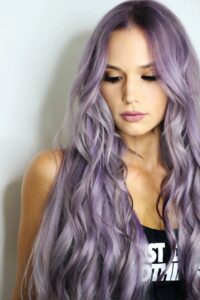 long healthy hair purple hair